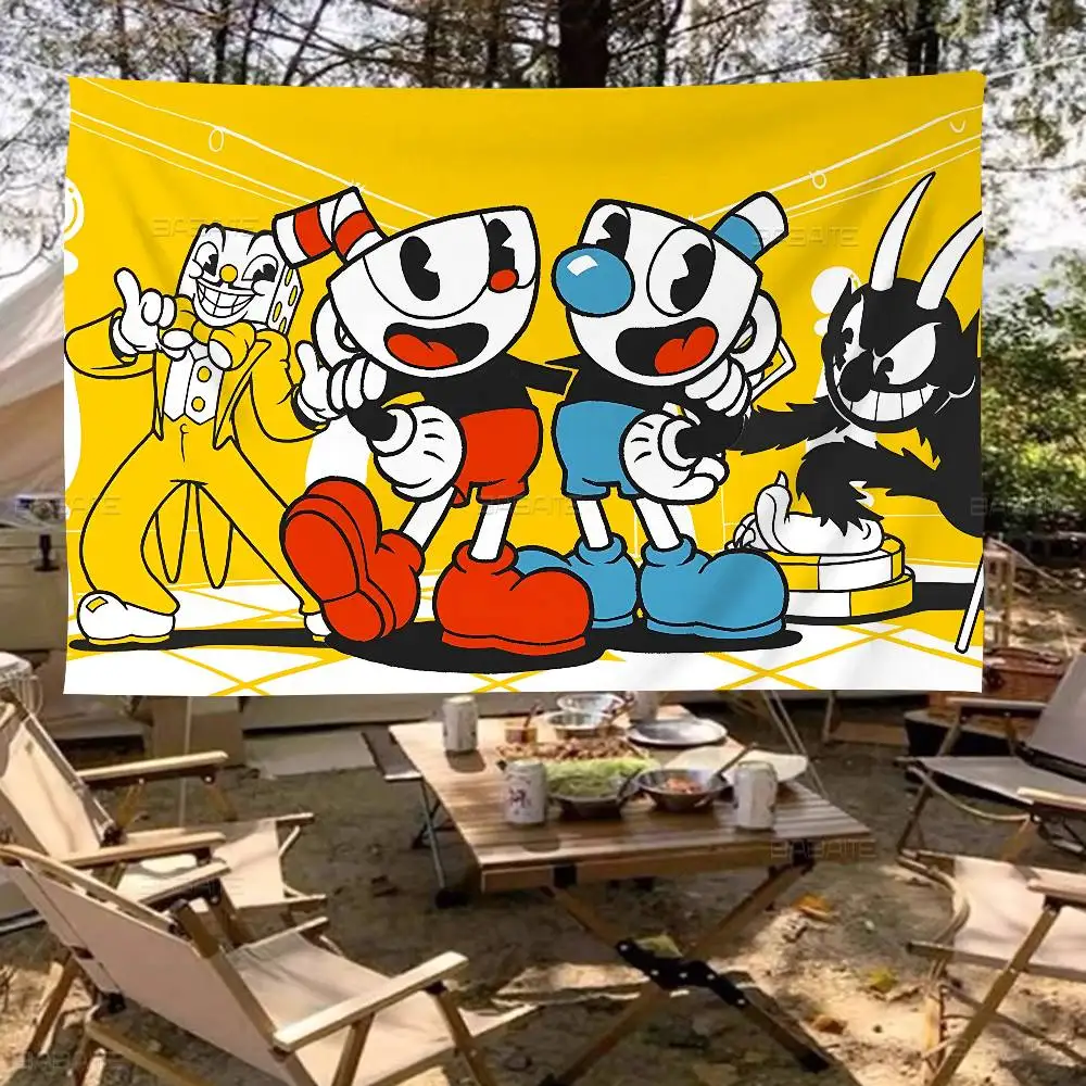 Game Cuphead Retro Flags Multiple Choice Living Studio Booth Interior Decoration Banner