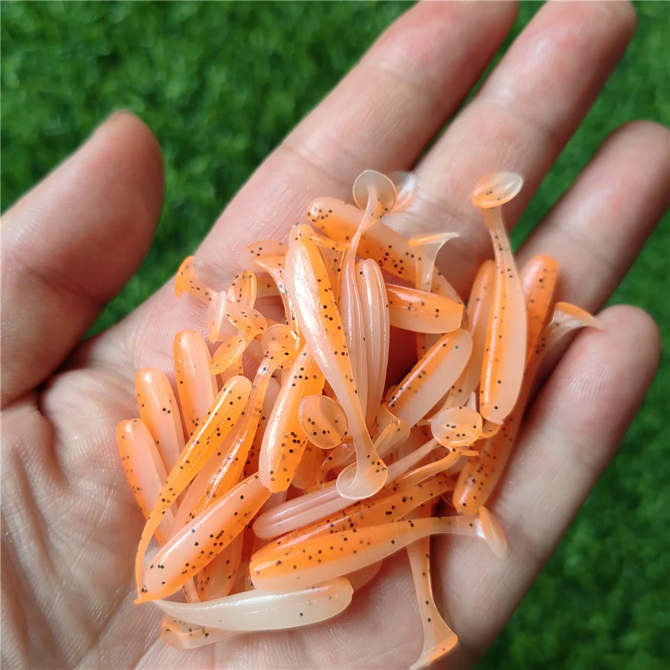 50PCS Micro Weiche Angeln Lockt 0,35g/35mm T-schwanz Wurm Köder Kleine Künstliche Köder Jig wobbler Bass Hecht Angelgerät – Detail 7