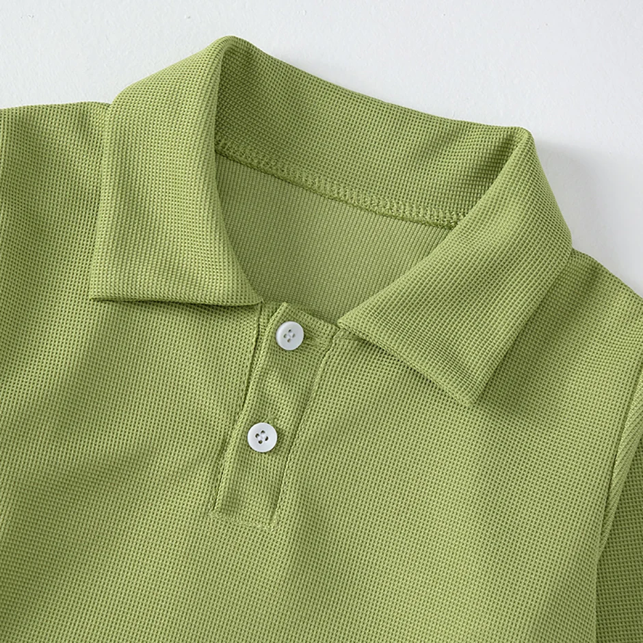 Herbstliches Kinder-Poloshirt mit einfarbigem Revers und langen Ärmeln, lässiges Joker-Shirt für Jungen und Mädchen, hübsches Kleid für Bruder und Schwester – Detail 17