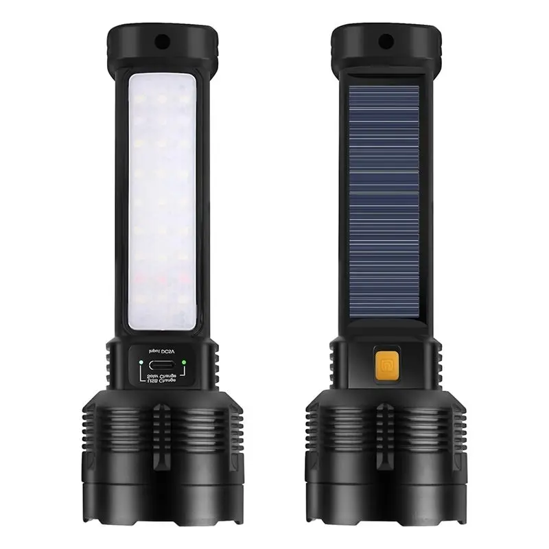 太陽光発電式led充電式懐中電灯（2個パック）キャンプ、ハイキング、緊急時、家庭での冒険に最適