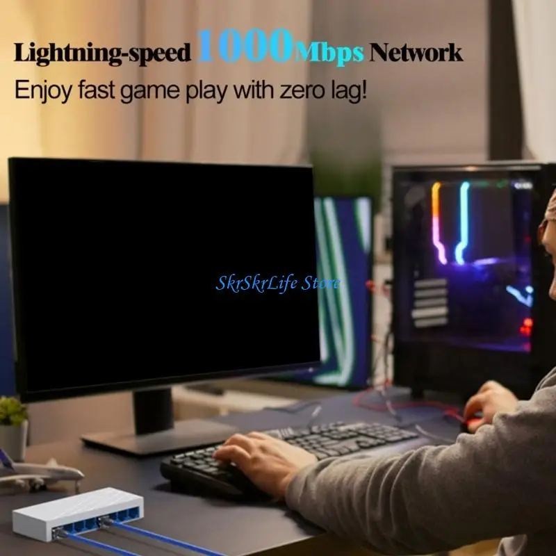 

E65E 8 Port Ethernet Switcher 10/100/1000Mbps Gigabit Networking Switcher Adapter Internet Splitter Ethernet Intelligent