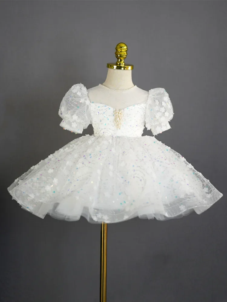 

Toddler Girl Dress Puff Sleeve Princess Dresses Birthday Party Children Clothing New Wedding Communion Costume for Girls