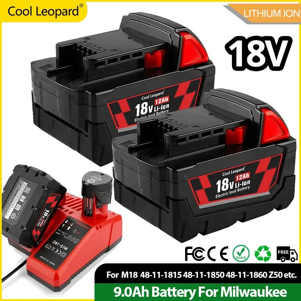 

New For Milwaukee M18 18V 6.0Ah 9.0Ah 12.0Ah Replacement Lithium Battery for Milwaukee M18 48-11-1815 48-11-1850 2604-22 Battery