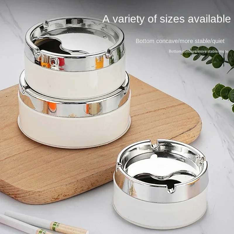 Stainless Steel Round Windproof Ashtray with 360° Rotating Lid for Home Office Living Room Decoration Men Sealing Ashtrays