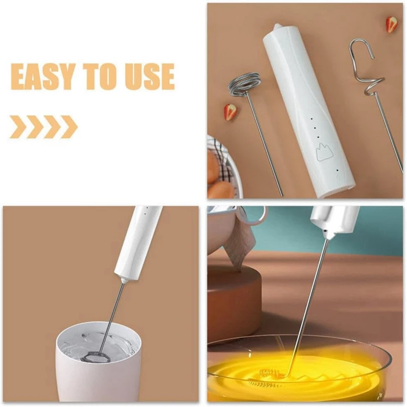 Electric Milk Frother Hand Mixer Stainless Steel Electric Egg Whisk Handheld Mixer For Coffee Protein Cooking Baking