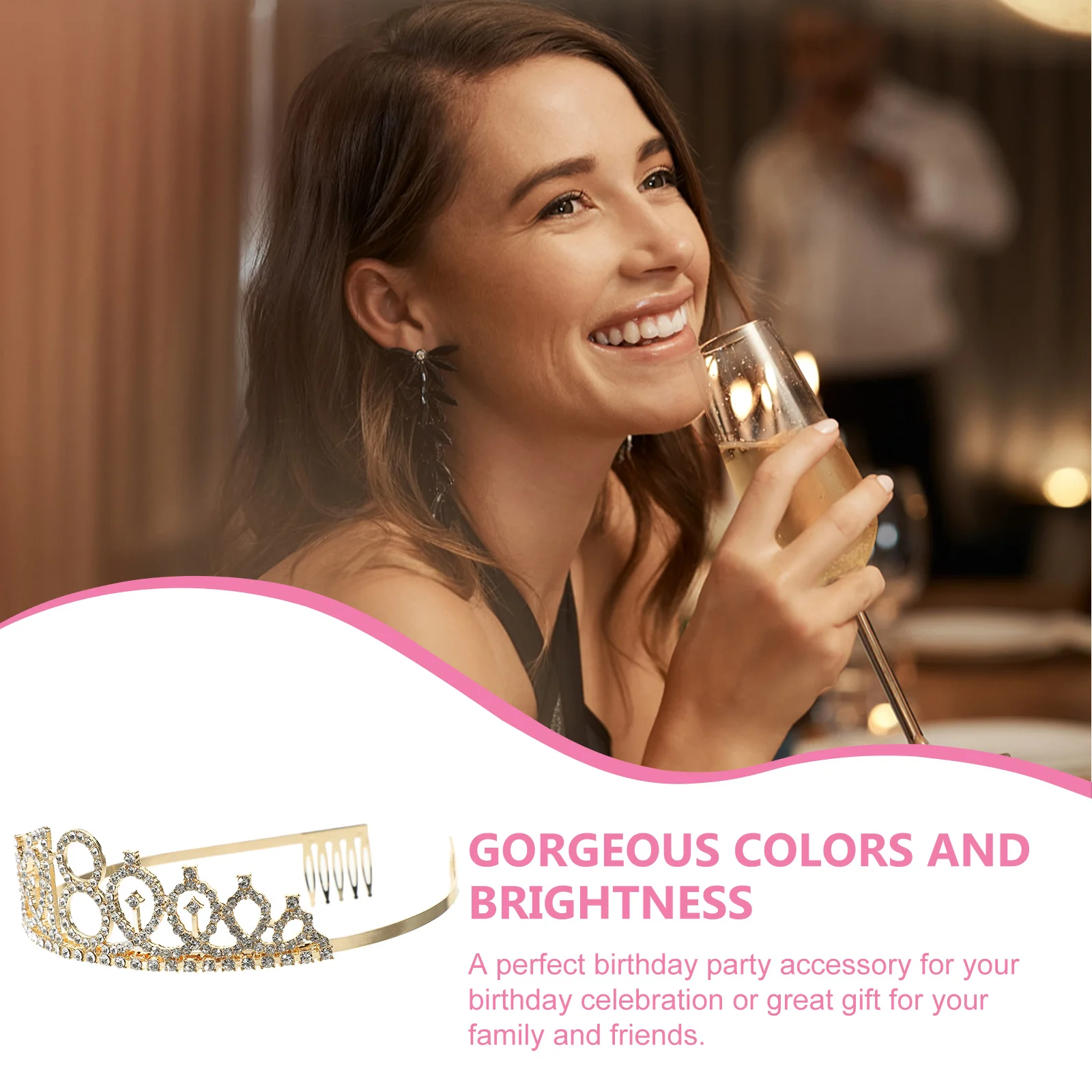 

1 set 1 Set Rhinestone Birthday Crown Sash Light Tiara Party Accessories Women Queen Crowns Decorative Gorgeous Headpiece