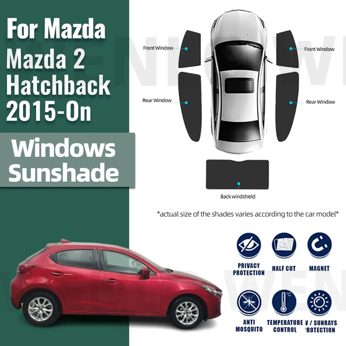 

For Mazda 2 Hatchback Demio DJ 2014-2020 Rear Side Window Sun Shade Car Sunshade Magnetic Front Windshield Mesh Curtain