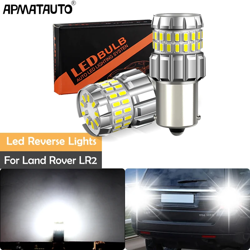 2pcs White Led Reverse Lights Blub Lamp 60smd Chips P21W BA15S 1156 Canbus For Land Rover LR2 Year 2008-2015 2009 2010 2011 2012