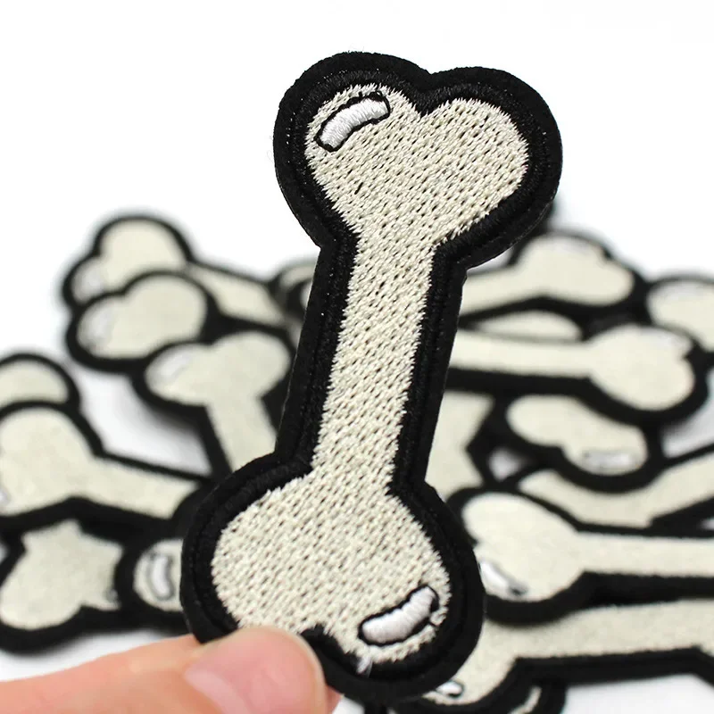 5pcs Cartoon Dog Bone Embroidered Patches for Hole Repair Thermo Adhesive Iron on Clothes Clothing Appliques Stripes Sticker DIY