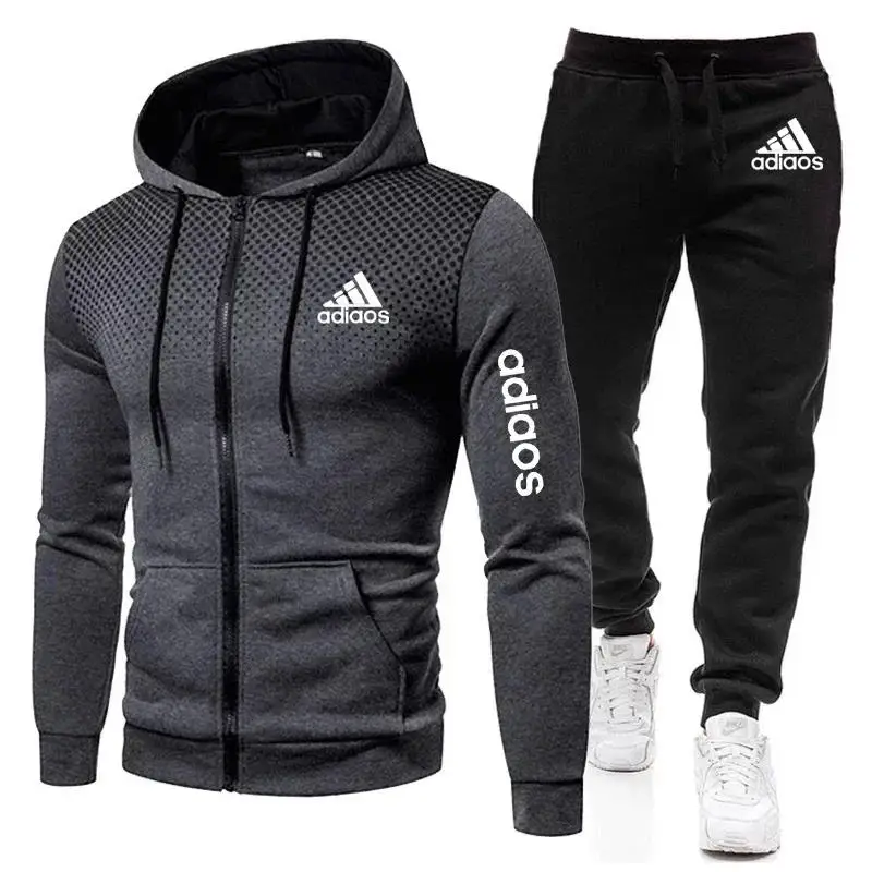 2024 new Men\'s Sportswear Fitness Suit Zippered Running Sports Hoodie Style Fashionable