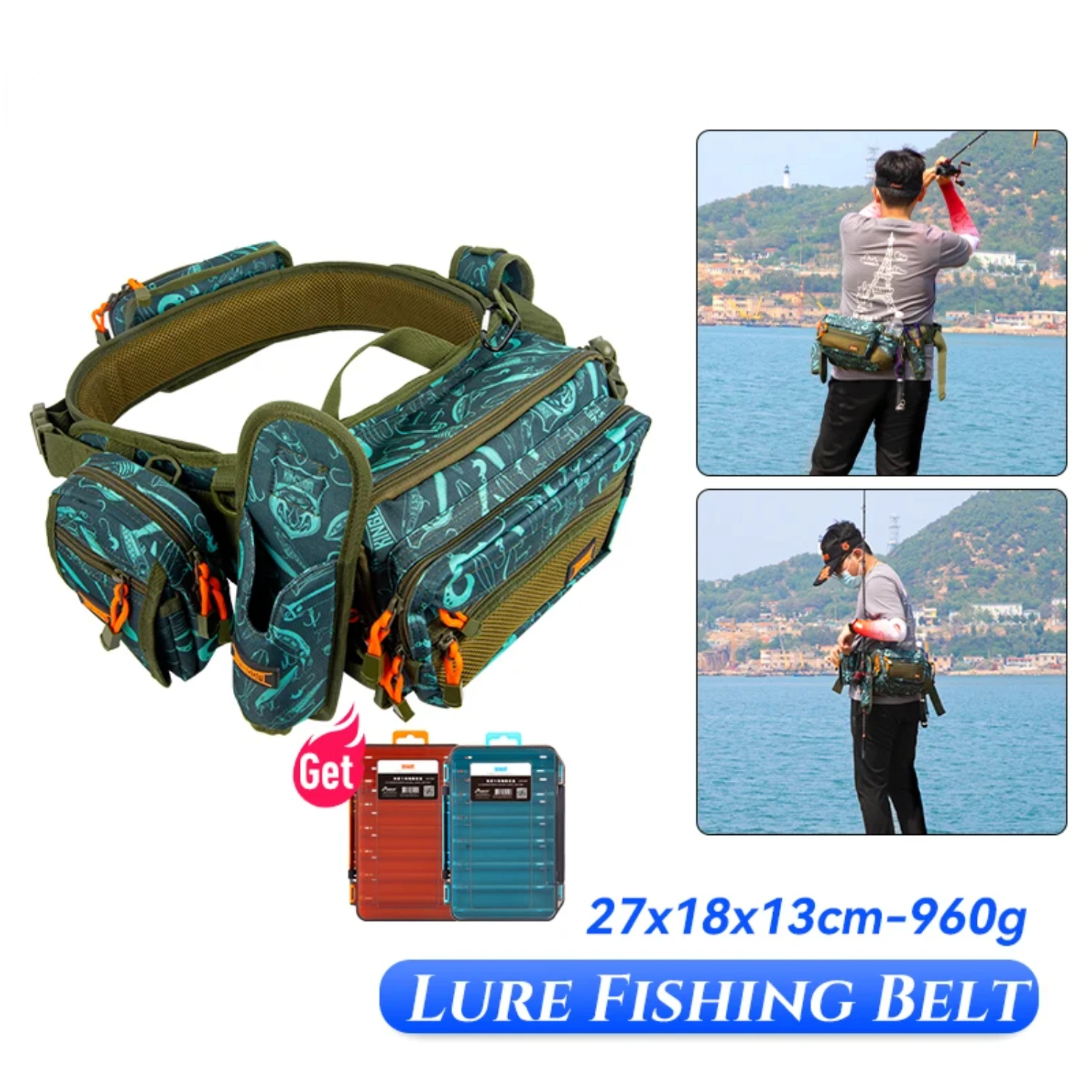 Multifunctional Lure Fishing Belt 27x18x13cm Fishing Waist Pack Fishing Lures Gear   Outdoor Sports Tackle