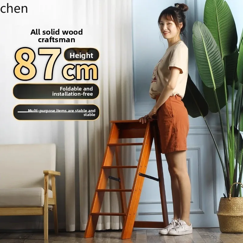 Household Folding Ladder Multi-Functional Indoor Thickened A-Frame Ladder Stool Flower Stand Climbing Five-Step Staircase