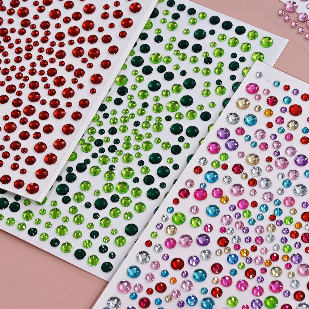 3D brillant clair visage gemmes strass autocollants 3/4/5mm auto-adhésif visage yeux corps tatouage décalcomanies cheveux visage ongles cristal Decora @