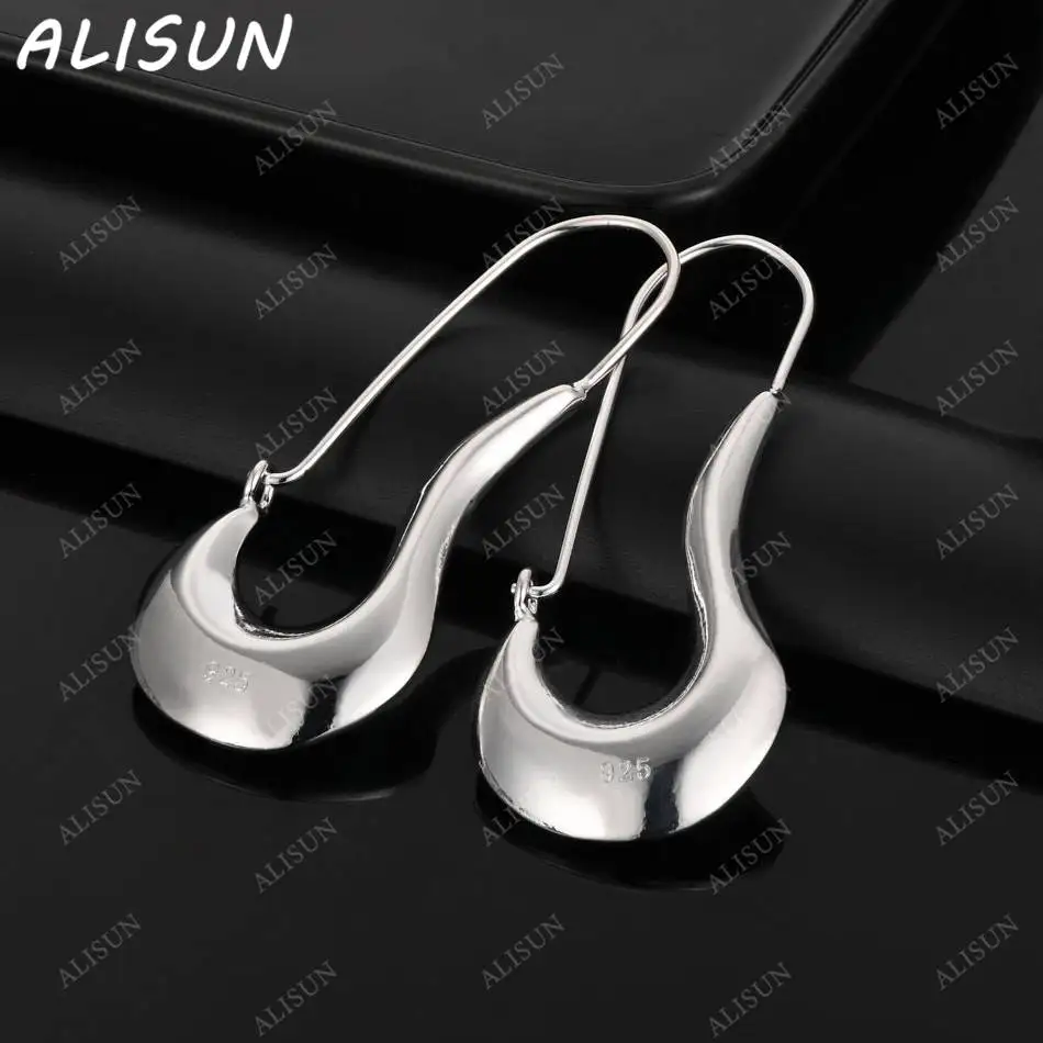

ALISUN 925 Sterling Silver Pin Hoop Earrings For Women Fashion Jewelry Charm Grace Wedding Engagement Accessories