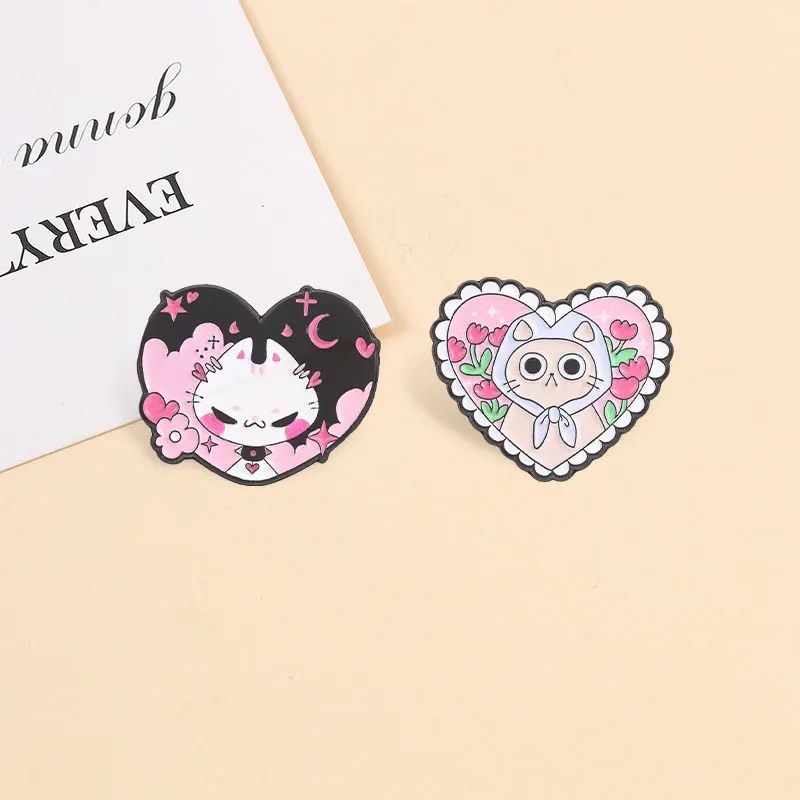 2pcs/set Cartoon Animal Series Enamel Pins Crocodile Calico Cat Shark Reading Goose Seagull Brooches Lapel Badge Jewelry Gifts - view 5