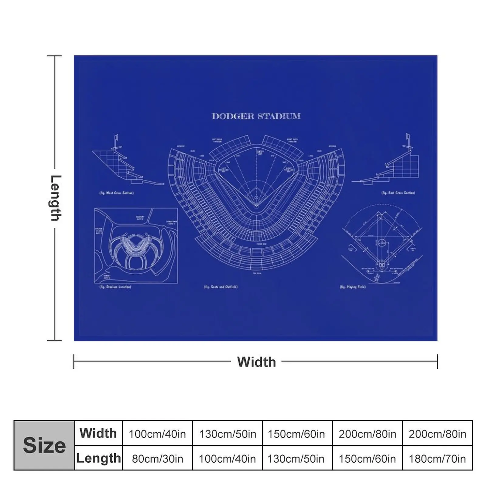 Dodger Stadium (White Stencil-No Background) Throw Blanket Luxury St Extra Large Throw blankets and throws Vintage Blankets