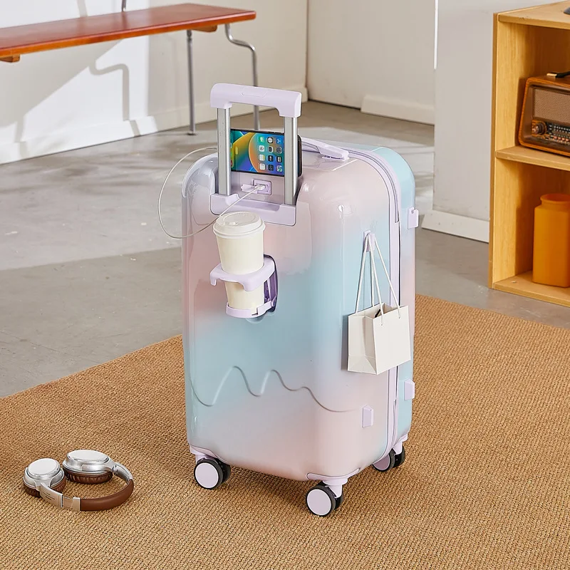 Explosion 2024 New Multifunctional Luggage Gradient High Value Female 20 Inch Password Boarding box 24 Inch Trolley Suitcase