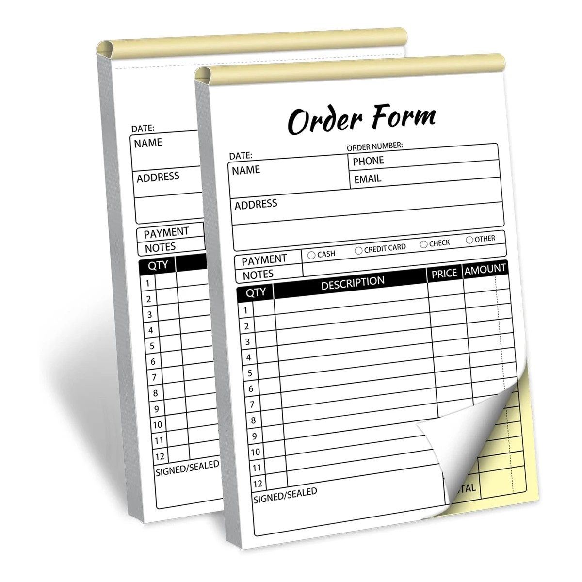 2-Pack Order Receipt Book, 2-Part Small Business Carbon-Free Sales Invoice Book, 5.5 x 8.3 inches