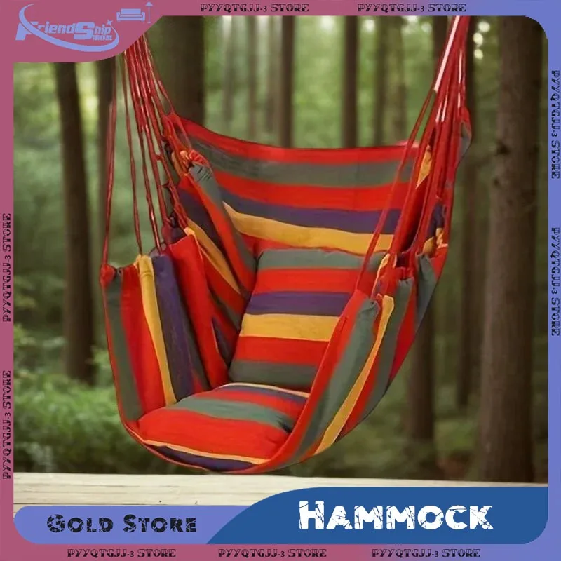 Outdoor Hammock Chair Canvas Leisure Swing Hanging Chairs 200KG Load Bearing Garden Beach Camping Swing Camping Chair Outdoor