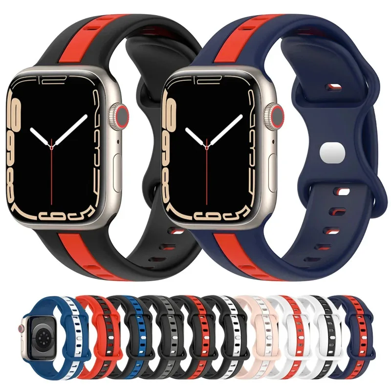 Silikon armband für Apple Uhren armband 44mm 40mm 45mm 49mm 41mm 38mm 42mm 44 45mm Armband iwatch