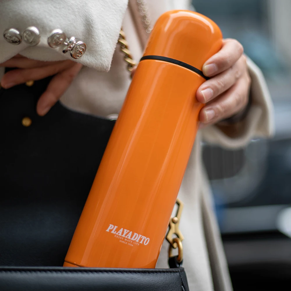 PLAYADITO Thermos for Mate with Removable Lid, Protable Stainless Steel Water Bottle