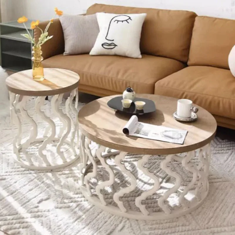 Low Round Small Side Table Retro Minimalist Antique Book Wood Side Table Sofa Apartamento Mesa De Centro De Sala Home Furniture