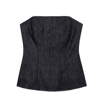  2025 Women's Strapless Denim Top Fitted Design with Seam Detailing Ideal for a Trendy and Casual Summer Look