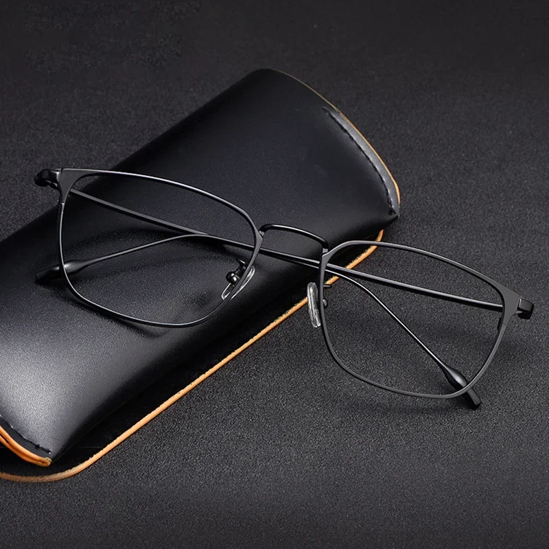 

Men Pure Titanium Full Rim Frames Myopia Eyeglasses Optical Square Male Prescription Eyewear Vacuum IP Electronical Plating