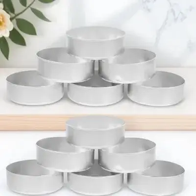 

Aluminum Tea Light Tins 200pcs Empty Cases Silver DIY Scented Making Holder Craft Supplies Accessories Box
