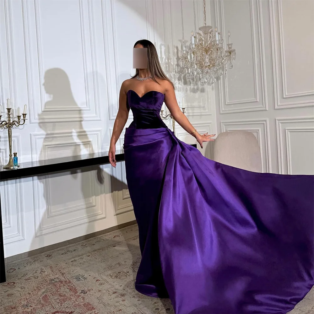 فستان حورية البحر الرسمي الأنيق على شكل قلب للنساء بطول الكاحل فستان كلاسيكي للحفلات مخصص سويب تراين فستان سهرة جديد