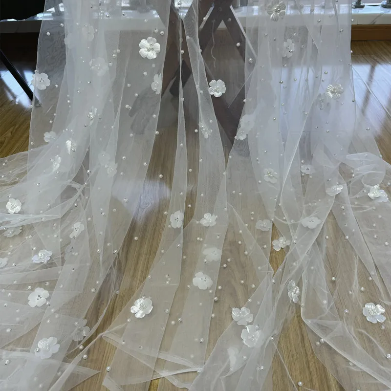 

Mesh Fabric Bead for Wedding Dress Scene Decoration Designer Handmade Diy Sewing Material Cloth By The Meter