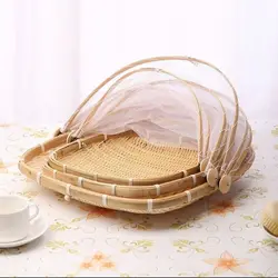 Anti-insect Dustproof Basket Anti-mosquito Hand-Woven Tent Basket Fruit Vegetable Tray Mesh Drying Dustpan Food Storage Basket