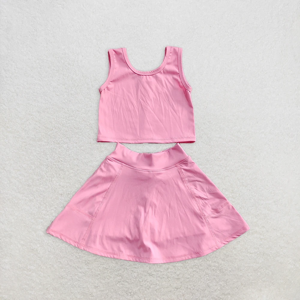 

Темно-розовый жилет без рукавов для маленьких девочек, топ, шорты, комплект одежды для активного отдыха, детские спортивные юбки, наряд