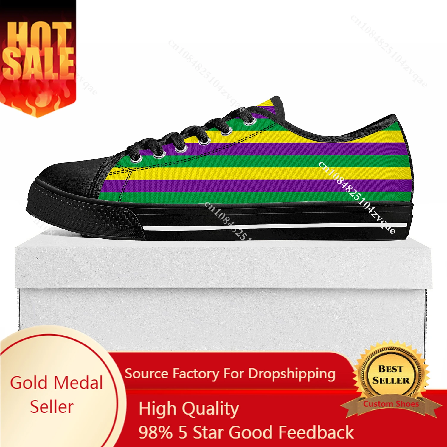 

Mardi Gras Stripe Pattern Low Top High Quality Sneakers Mens Womens Teenager Tailor-made Shoe Canvas Sneaker Casual Couple Shoes