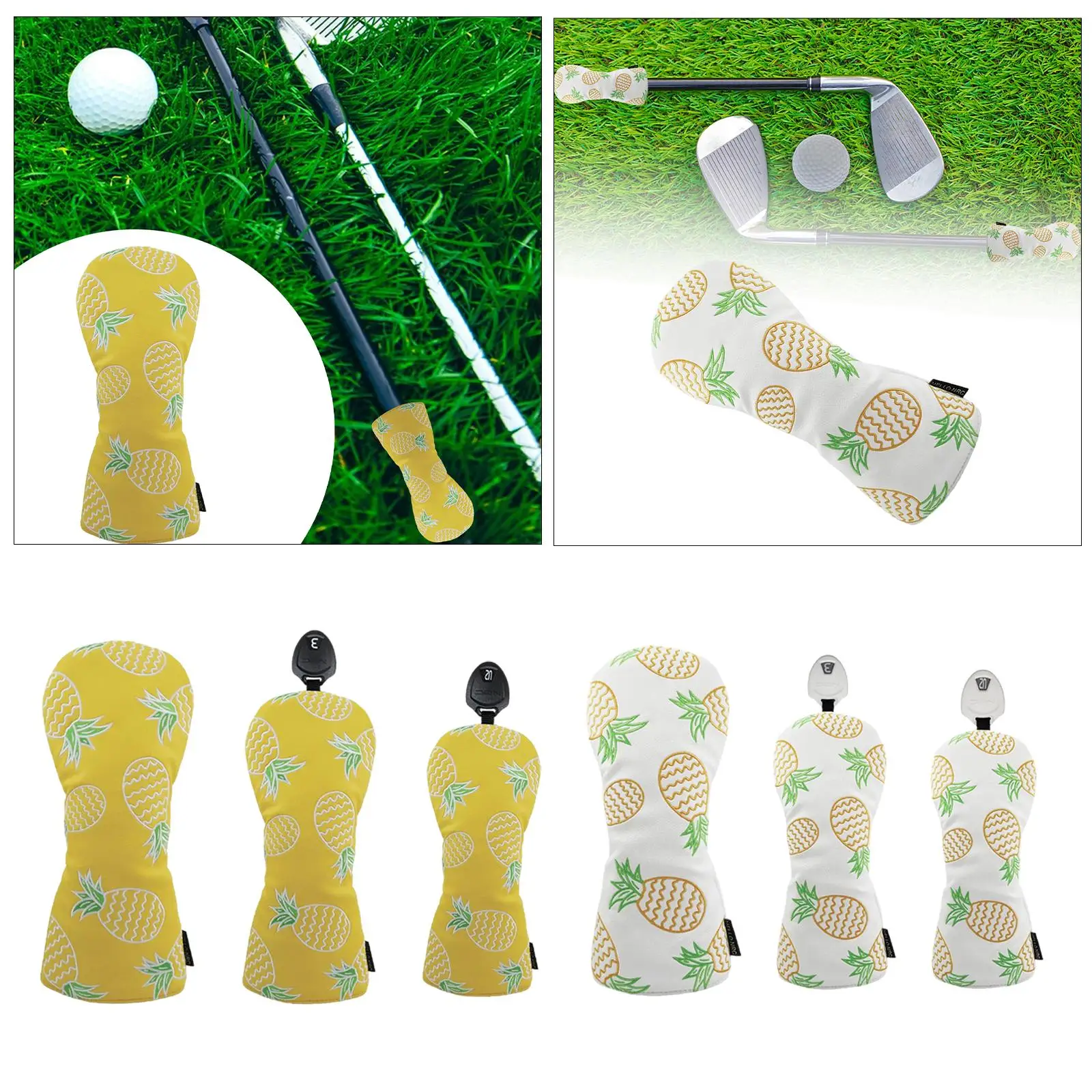 Golf Head Cover Pineapple Golf Wood Headcover Golfer Gift Golf Cue Protect Case Funny Protector Protective Sleeve for Sports