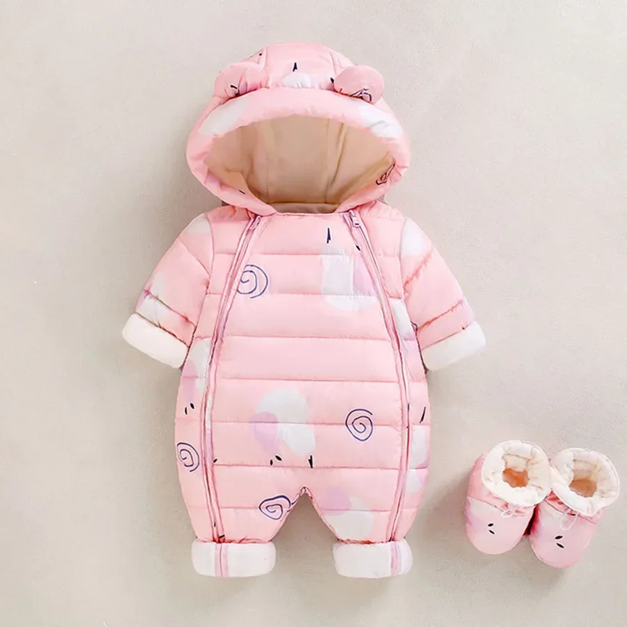 New born Autumn Winter Overall For Children Infant Thicken Clothes Boy Hooded Baby costume little Girls clothing toddler Romper