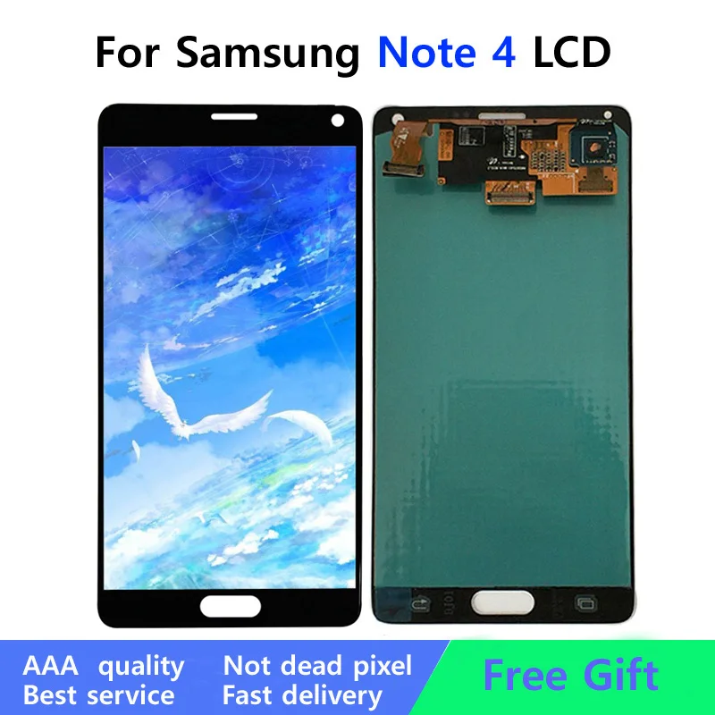 

ЖК-дисплей Super AMOLED Note 4 для Samsung Galaxy Note 4 Note4 N910 N910C N910A N910F, ЖК-дисплей с сенсорным экраном и дигитайзером в сборе