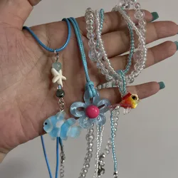 Handmade Cute Clownfish Pendant Necklaces for Women Girls Cool Y2K Seaside Vacation Choker Necklace Couple Jewelry Accessories