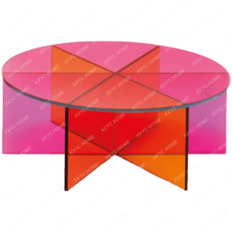 

Color Acrylic Coffee Table round Tea Table Simple Modern Corner Table Italian Side Table living room decoration