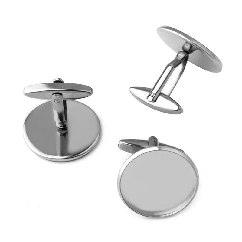 10pcs 12/14/16/18/20mm Stainless Steel Round Pad Tray Cufflink Settings Cabochon Base For Cabochon Cameo DIY Jewelry Making