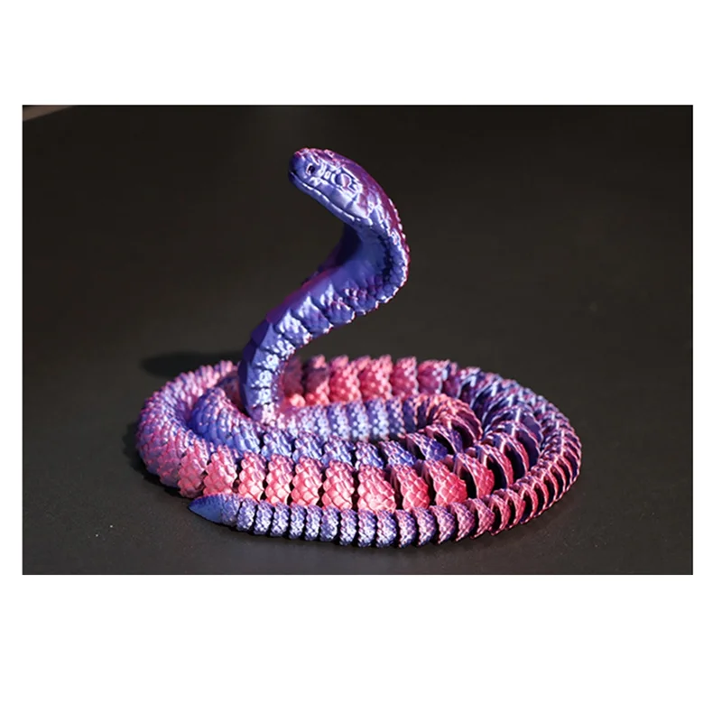 Serpent imprimé en 3D, serpent mobile, véritable serpent imprimé, cadeau d'anniversaire fait à la main, décoration de bureau