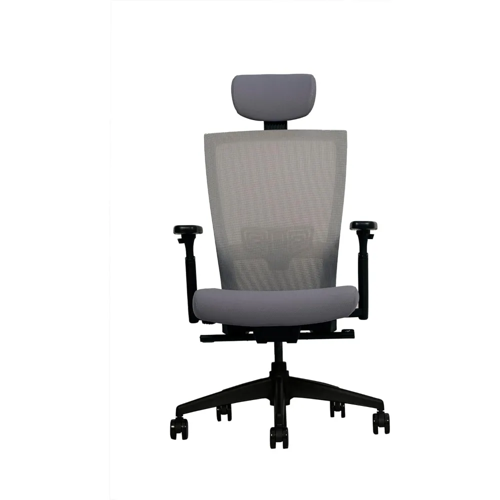 كرسي مهام مريح مع مسند رأس قابل للتعديل، دعم قطني، مقعد شبكي مسامي، سهل التجميع، مثالي للاستخدام المكتبي