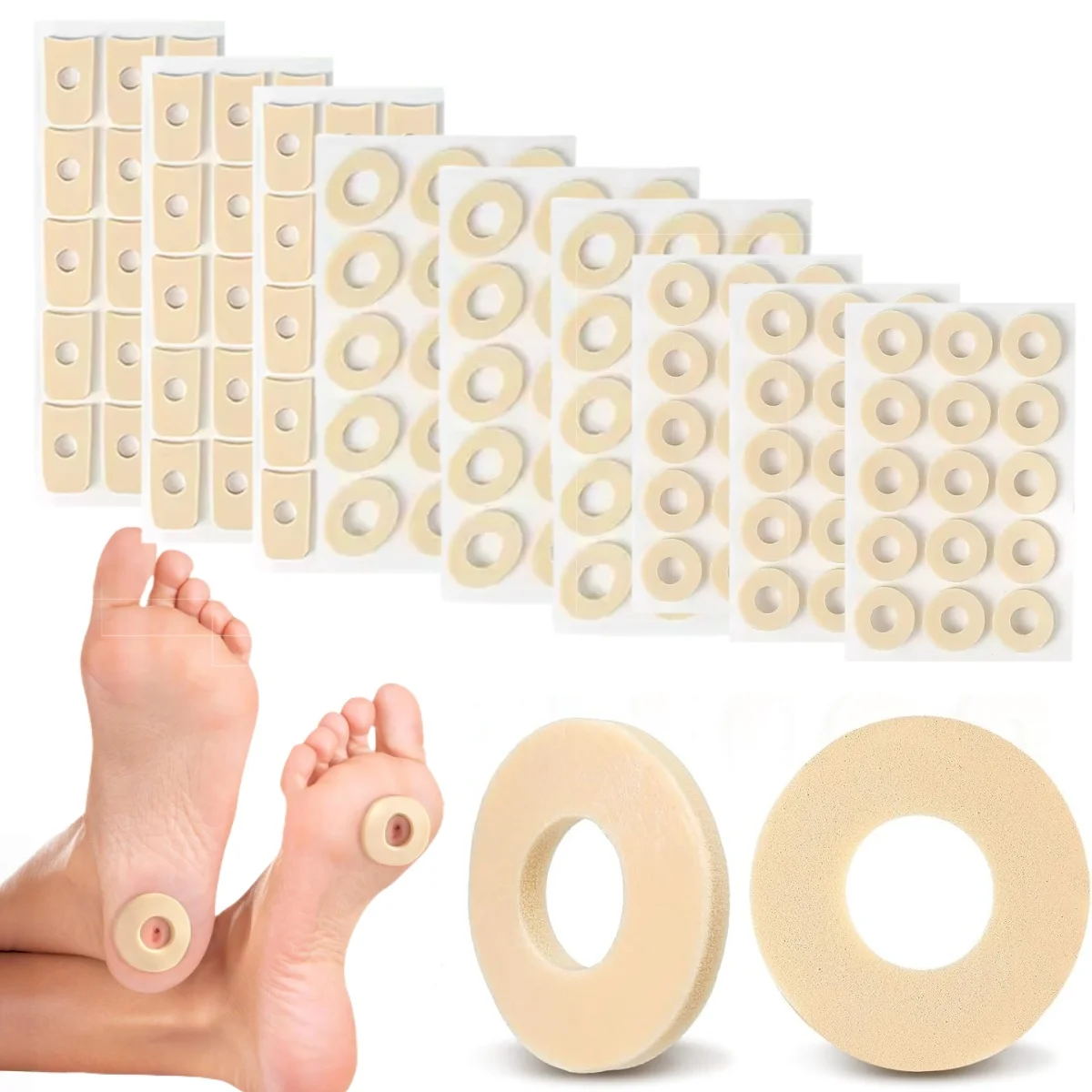 15PCS/Sheet 3 Types Callus Cushions Shoes Heel Pad Foam Round Toe Foot Corn Bunion Protectors Pads