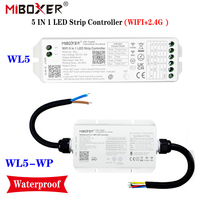 Miboxer (WiFi+2.4G) 5 in 1 LED Controller Waterproof IP67 WL5-WP/Non-waterproof WL5  DC 12V-24V