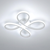 White LED Ceiling Light, 40W Flower Shaped Ceiling Lamp with Remote Control for Living Room, Bedroom, Dining Room, Office