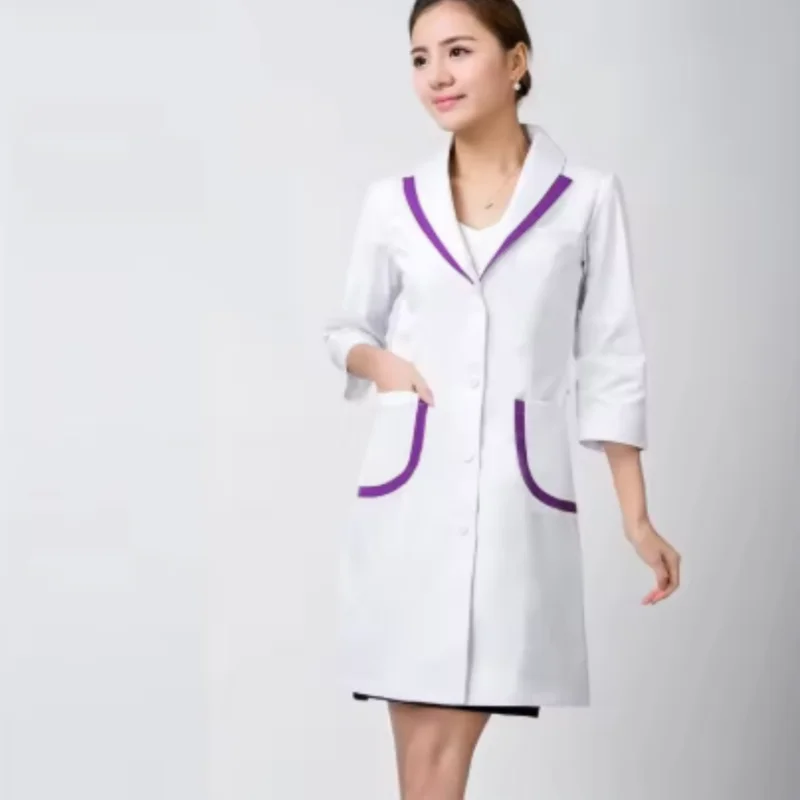 

Платье, униформа медсестры, блузка с коротким рукавом, свободная белая униформа медсестры, женская униформа медсестры, однобортная с карманом