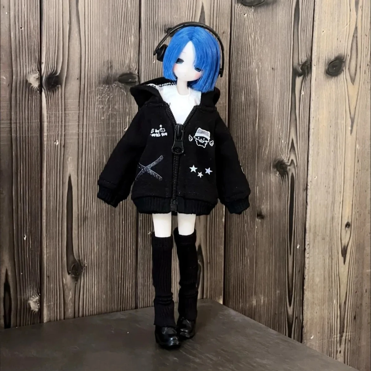 

1/6 Doll's Clothes Suit for Azone Doll Zipper Jacket+socks Dress Up Girl Toys Play House Gift Coat Doll Accessories, No Doll