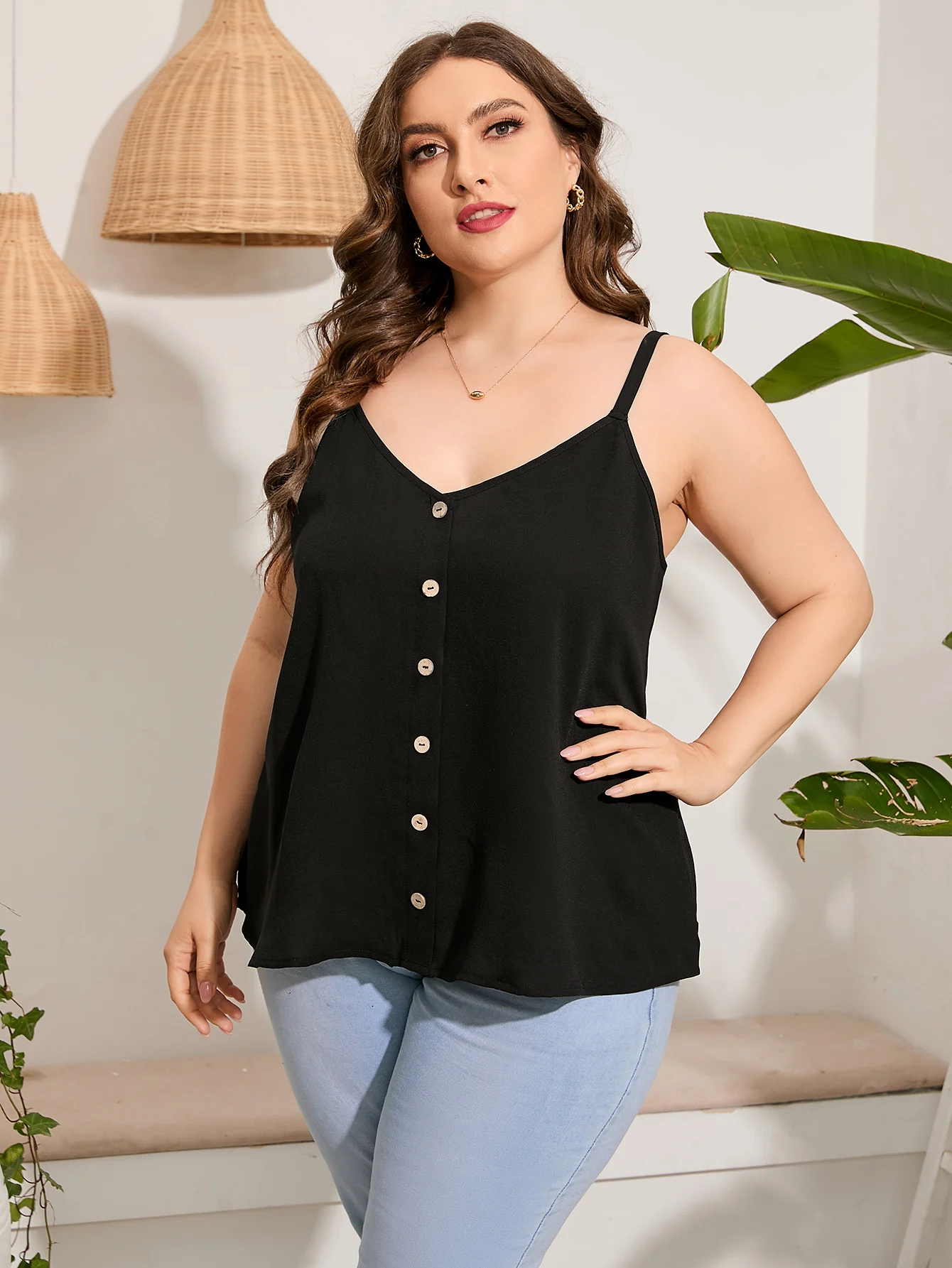 Plus Size Top damski 2023 lato bez rękawów bez rękawów Tank Top czarna tunika t-shirt duża duża, kręta odzież damska