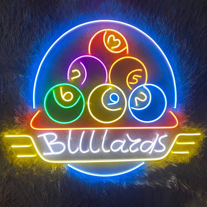 Billiards Neon Sign Custom Led Sign Billiard Pool Hall Neon Light Game Room Lights Sport Club Room Wall Decor Ball Billiard Sign