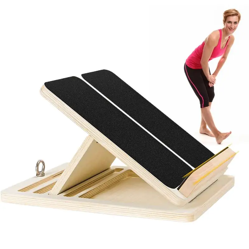 Calf Stretch Board Adjustable Wooden Hamstring Stretcher Non-slip Slantboard Calf Stretch Wedge Exercise Equipment for Calf